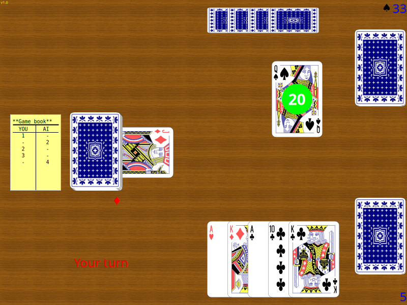 FLTK Schnapsen AI announcing '20' marriage