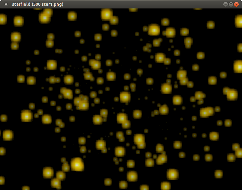Screenshot of FLTK starfield demo running